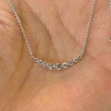 1.20Ct Round Cut VVS1/D Diamond Bar Pendant 14K White Gold Finish 18"Free Chain