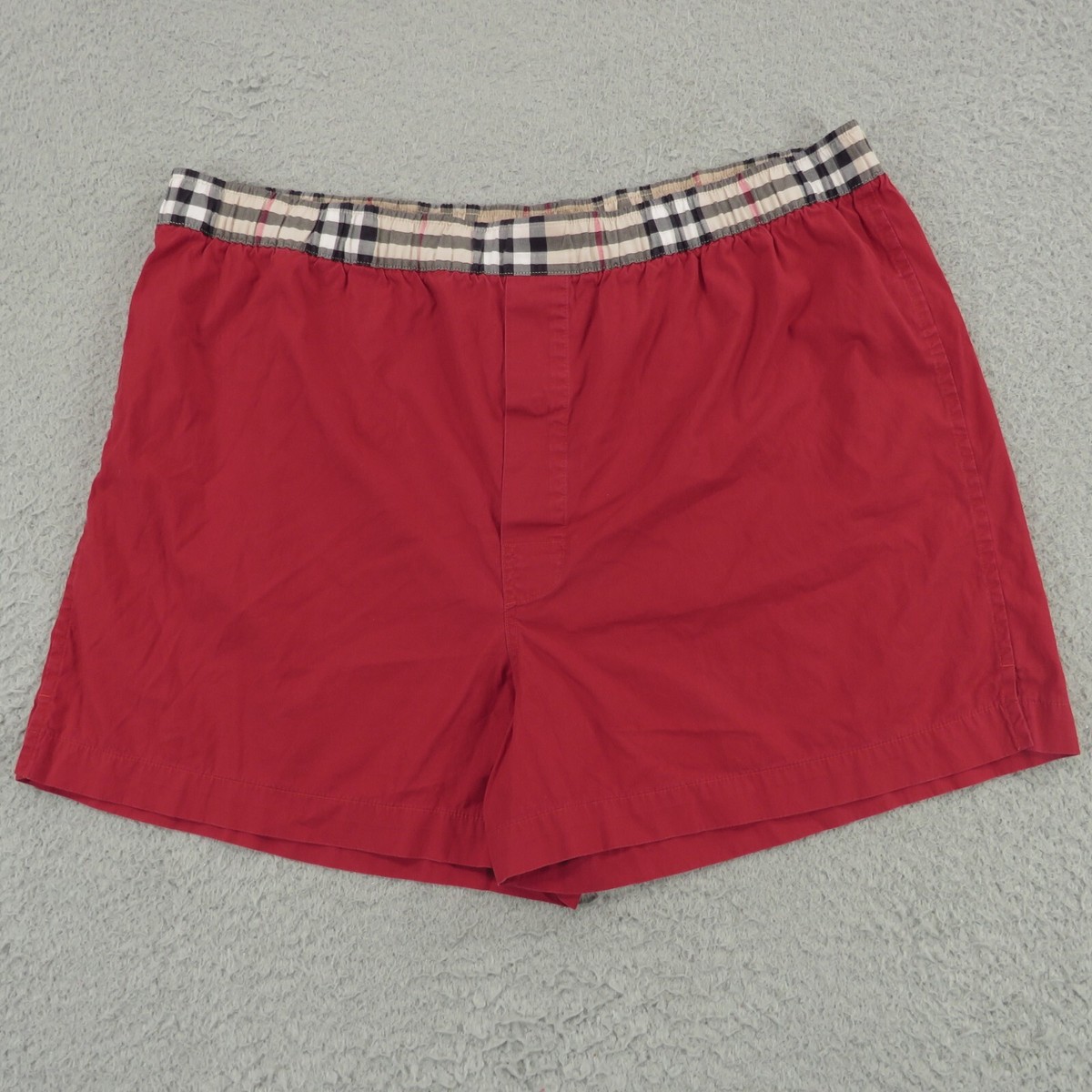 VINTAGE Burberry Shorts Mens Large Red Nova Check Plaid Body Boxers  Sleepwear