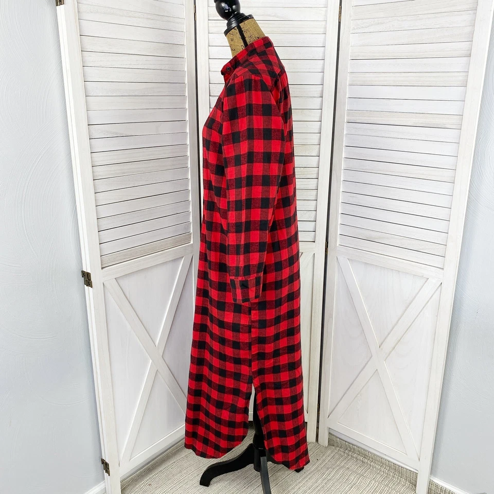 Maxi camisón Woolrich vintage para mujer pequeño rojo negro franela a cuadros búfalo Foto 2 de 4