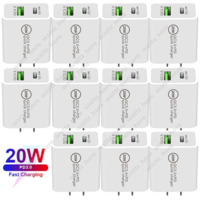 20W PD QC Fast Charger USB C Power Adapter Block Lot For iPhone 15 14 13 12 11 8