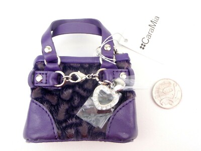 JEWELLERY KEY BAG RING POUCH DESIGNER CARA MIA MINI KEYS TINY HANDBAG PURPLE