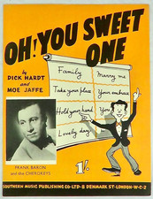 Oh You Sweet One by Hardt Jaffe Piano Vocal Sheet Music Frank Bacon Cherokeys