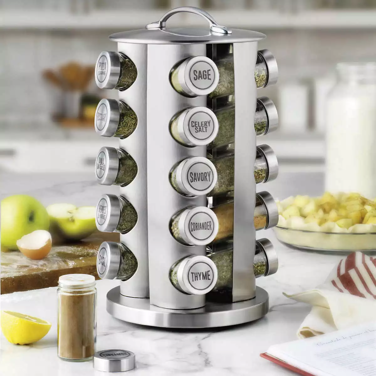 Kamenstein 20 Jar Revolving Stainless Steel Spice Rack Brand New
