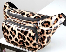 Leopard Fanny Bag Three Pockets Sling Vinyl Zipper