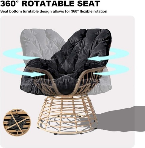 VIXLON Outdoor Furniture Patio Rattan Chair and Table Sets Garden Swivel Chairs - Picture 39 of 76