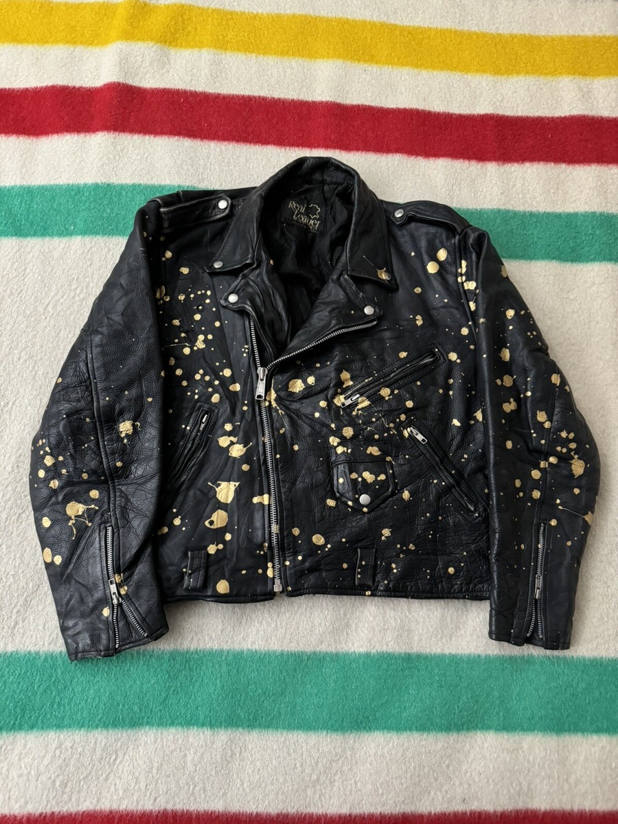 ジャケット・アウター vintage hand paint leather poncho Lined Painted Leather Poncho - Etsy