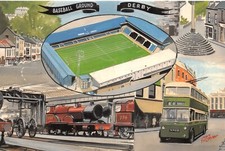 FOOTBALL GROUNDS & CLUBS  BASEBALL DERBY POSTCARD CONTINENTAL SIZE UNUSED  MINT