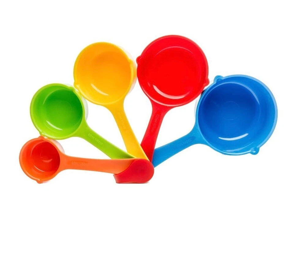 Multi-Color Measuring Cups and Spoons 5 Piece Set Plastic Cooking Kitchen Tools - Image 4 of 4