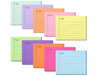 10 Pack Lined Sticky Notes, 3''x4'', 500 Sheets, to Do List Notepad