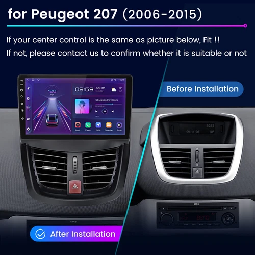 "90-15" CarPlay Android 13 Car Stereo Radio GPS For Peugeot 207 2006-2015 - Picture 2 of 12