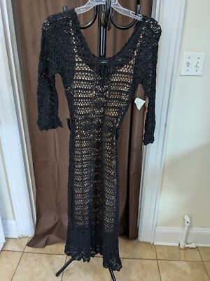 victoria secret black lace dress Moda International Long Evening Party XS New Tags US size:4 Crystal Ruffle Backless Maxi inspired design MEGA20