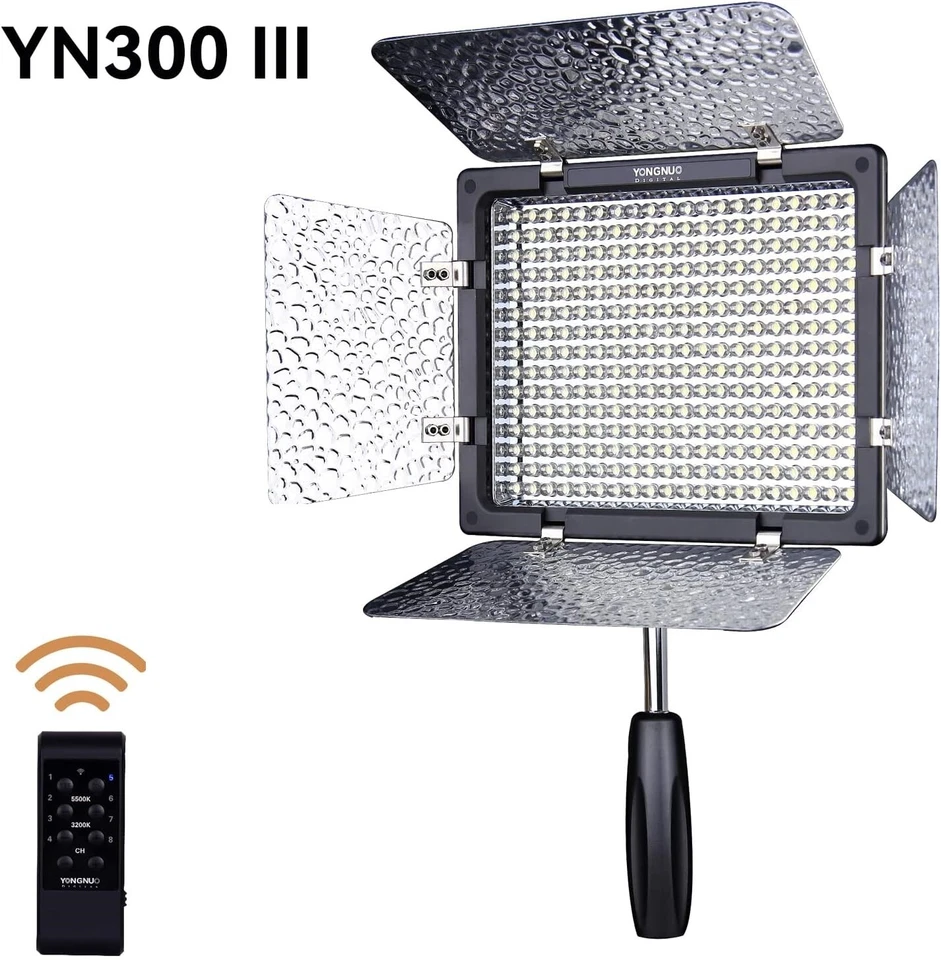 Paquete de 3 luces LED para cámara Yongnuo 300III 5600K color temperatura brillo ajustable Foto 4 de 4