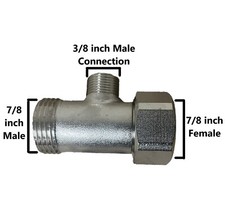 Bidet T-Adapter Chromed Brass, 7/8 In. Male 7/8" Female with 3/8" Attachment