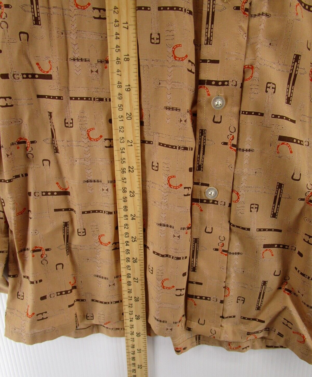 VINTAGE Gino Paoli Shirt Men Large Brown Button Down Equestrian Horses 90s 80s