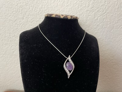Tillberg Amethyst CZ Silver Tone Necklace 16''
