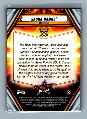 2019 Topps WWE Summerslam - #27 Sasha Banks - Picture 2 of 2