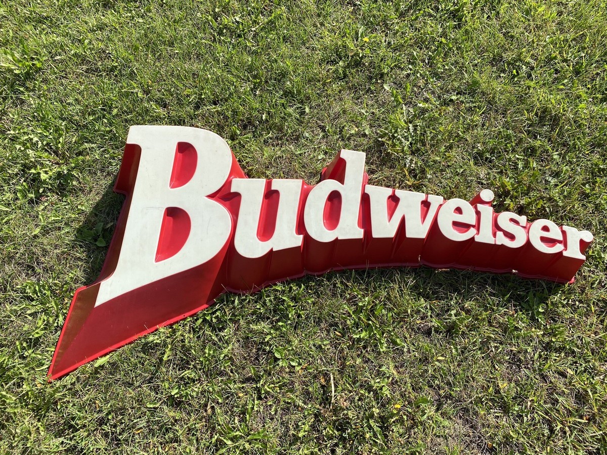 60's～70's　Budweiser 　看板　縦30.5cm　オーバル型 RARE Huge Budweiser Beer 3d sign 60x30x10 Vintage Bar Advertising