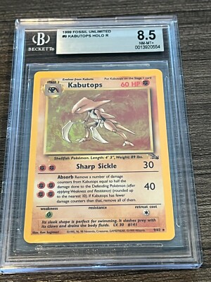 #9 1999 Fossil Kabutops Holo BGS 8.5 – Rare Low Pop! (PSA/CGC)
