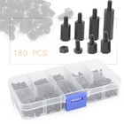 180x M3 Nylon PCB Standoff Spacer Hex Screw Nut Assortment Kit Box Sets Black