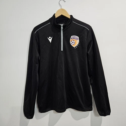 Perth Glory A-League Black Quarter Zip Pullover Top Large Macron Soccer Football
