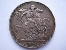 1891 Victoria silver Crown VF rev EK