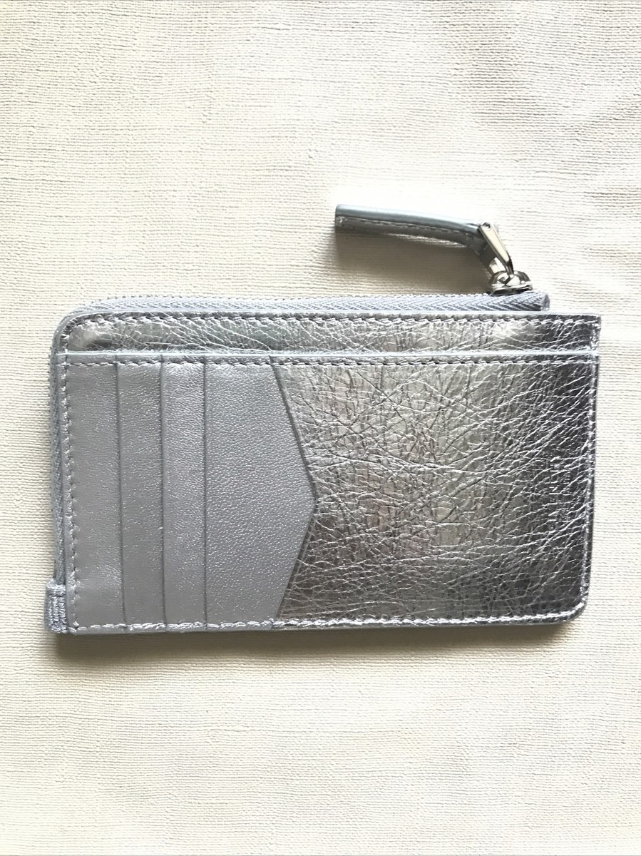 GIVENCHY LOGO Embroidered Metallic Silver Canvas 4G Card Case