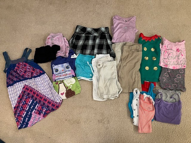 Huge Lot of Girls Casual Clothes, 21 Pieces Girls Size 12, Justice, Levi, IZOD