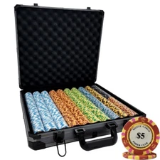 1000PCS 14G MONTE CARLO POKER CLUB POKER CHIPS SET WITH DELUXE CASE