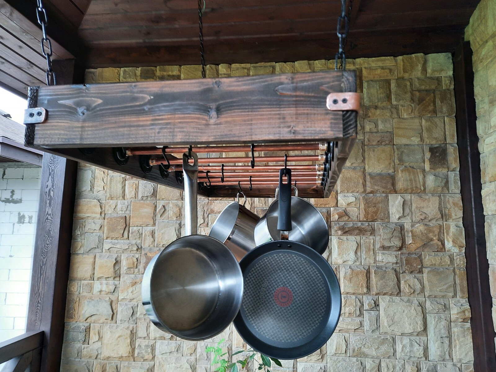 Modern Hanging Pot Rack Hanging Pot Rack Reclaimed Wood and Industrial