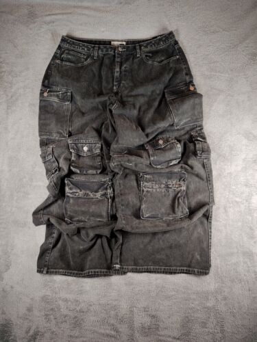 NEW Womens Size 16 Cargo Denim 14" Wide Leg Pants JNCO STYLE Skater Baggy HipHop