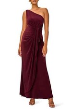 NEW ADRIANNA PAPELL One Shoulder Jersey GOWN SIZE 10 169 RED WINE NORDSTROM