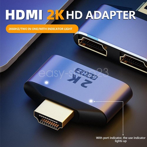 HDMI Port Male to Female 1 Input 2 Output Splitter Adapter Converter HD 2K 60Hz