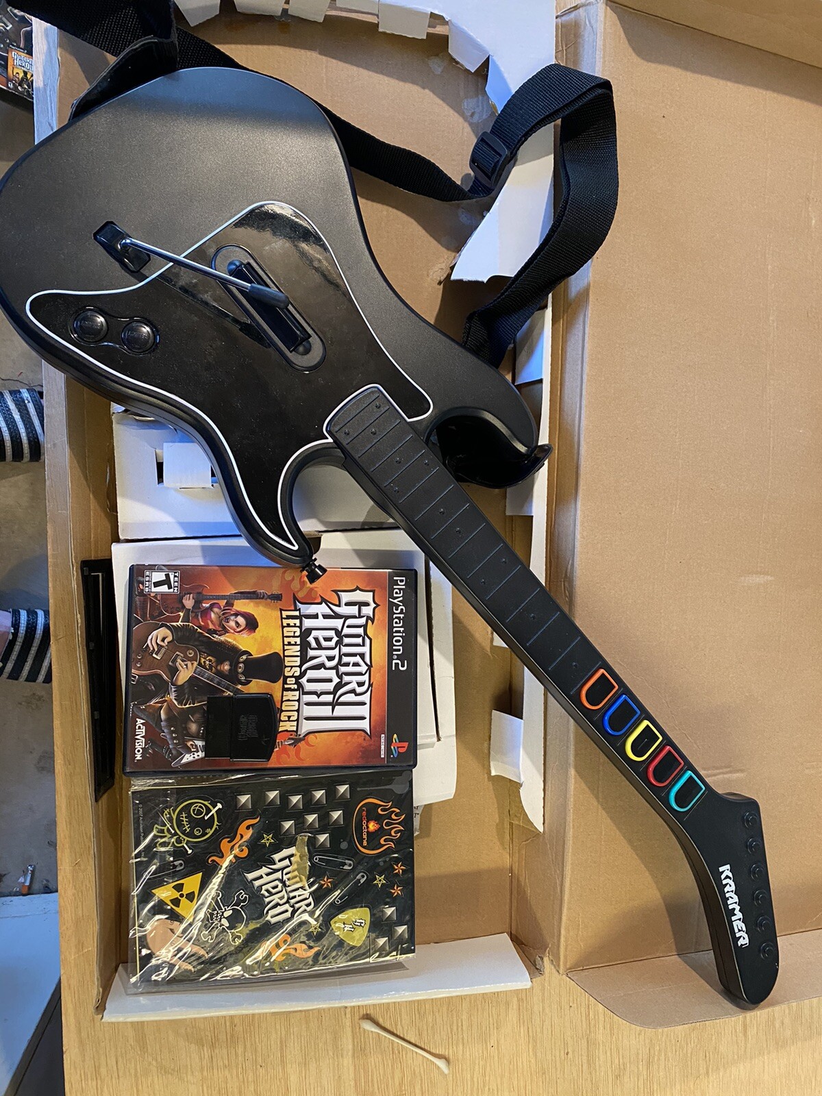 Guitar Hero 3 Legends Of Rock PS2 w/ Kramer Striker Guitar Dongle Strap