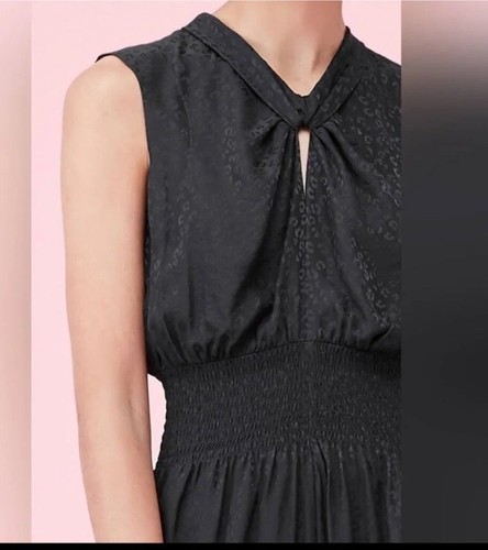 Rebecca Taylor Cheetah 100% Silk Sleeveless Wide Leg Crop Jumpsuit Black Small - Picture 3 of 21