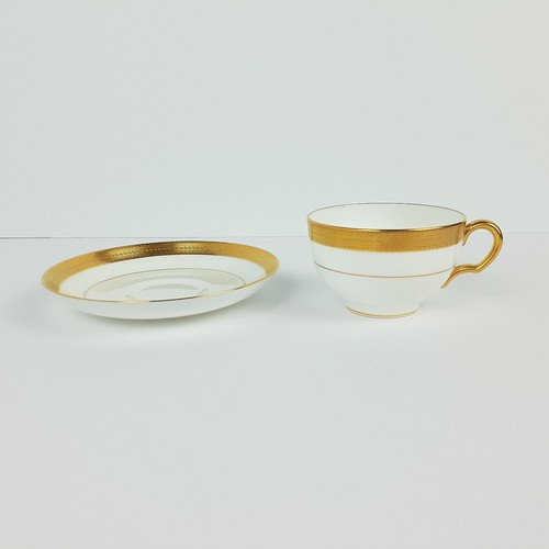 Vtg Mintons Gold Encrusted Rim Tea Cup Saucer Set Pattern H1935 Replacement - Picture 2 of 18