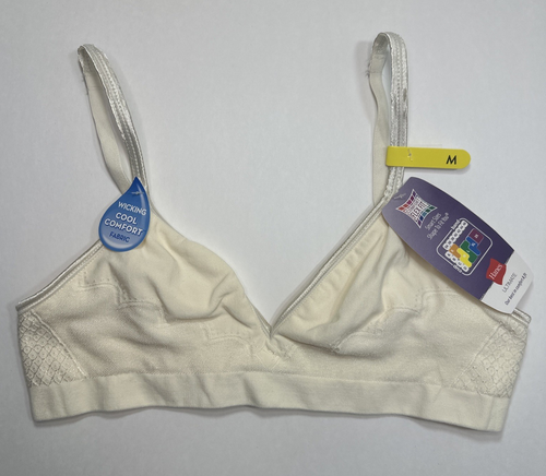 Hanes Ultimate Wireless Bra Soft Padding Seamless Bra Convertible Porcelain MED