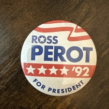 Vintage Ross Perot For President 1992 Campaign Button Political Pin Collectible