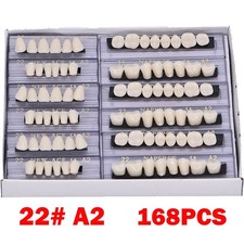 168PC Acrylic Resin Denture 22 Dental Upper Lower Shade A2 Teeth Set USA