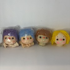 Yarn Plastic Doll Head 2 W/ Hands Assorted Hair Freckles 4.5" VTG - lot of 4