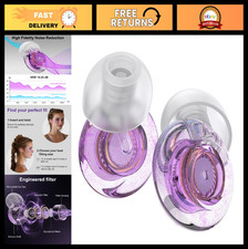 High Fidelity Purple Silicone Ear Plugs - 2 Pack for Concerts, Raves, Musicians,