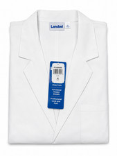 Landau Men's White Lab Coat Relaxed Fit 3 Pocket Full Length 100% Cotton New