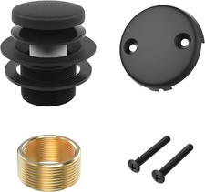 Matte Black Bath Tub Drain and Overflow Kit, Universal All Metal Tip-Toe Bathtub