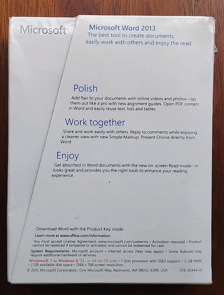 Microsoft Word 2013 Product Key Card 32/64-Bit – 1PC Non-Commercial SEALED BOX - Image 2 of 4