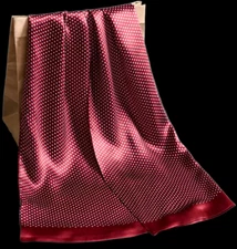 100% Silk men women Scarf satin neckerchief Wrap Polka Dot dark red MY116-35