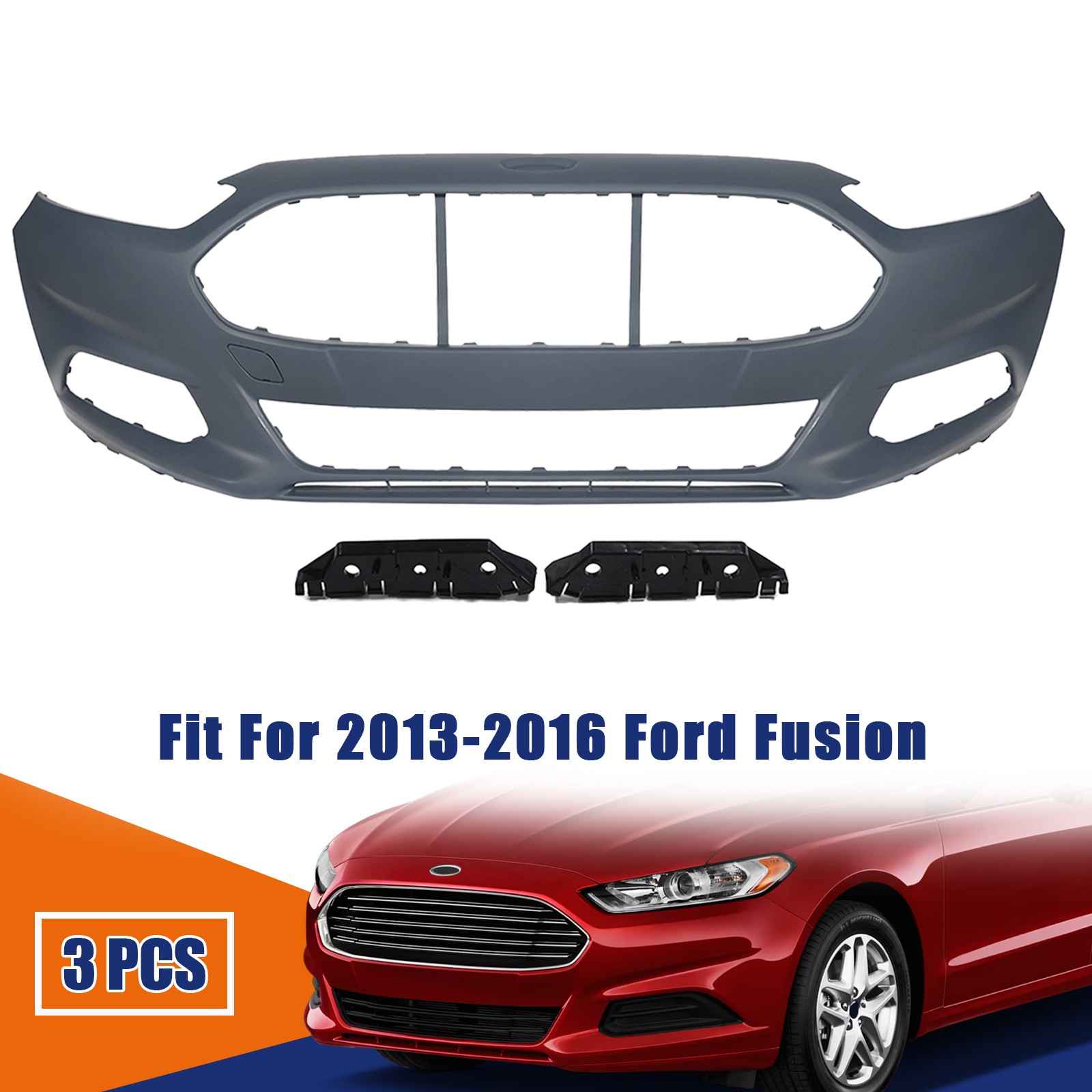 For 2013-2016 Ford Fusion Front Bumper Cover With Bracket Primed ES7Z17757DAPTM