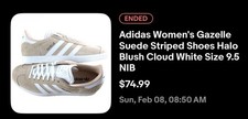 Adidas Womens Gazelle Suede Striped Shoes Hal...