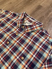 Duluth Trading Co Button Shirt Men’s 2XL Tall Untucked Relaxed Fit Plaid Multi