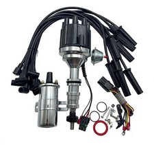 For Ford Fe 352 390 428 Black Female Cap Distributor Chrome Coil 8.5mm Wires