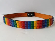 Studded Belt Men's Large 38-40 Inches Pleather Multicolor
