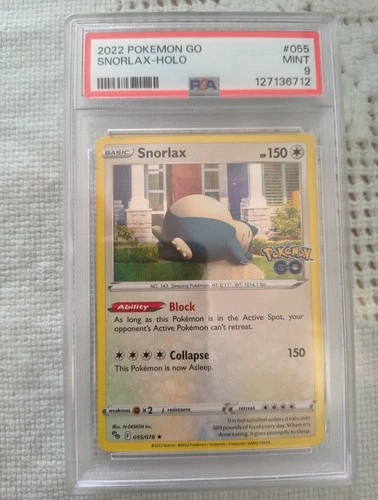 2022 Pokemon Go Snorlax -Holi #55 PSA 9 Mint Condition Fresh Grade